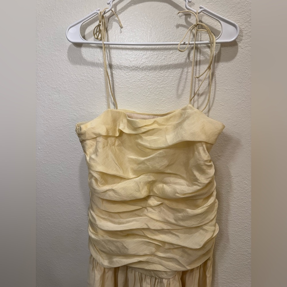 Zara ZW‎ Collection Drape Midi Yellow Dress Size L - Picture 3 of 15